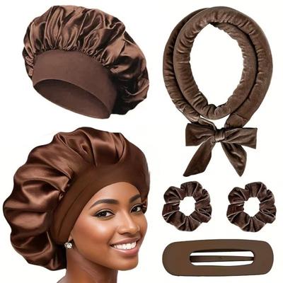 Hitzefreies Lockenwickler-Set mit Satin-Schlafhaube Lockenwickler für die Nacht Haarband Weiche Lockenwickler Satin-Lockenwickler Locken Styling-Werkzeuge