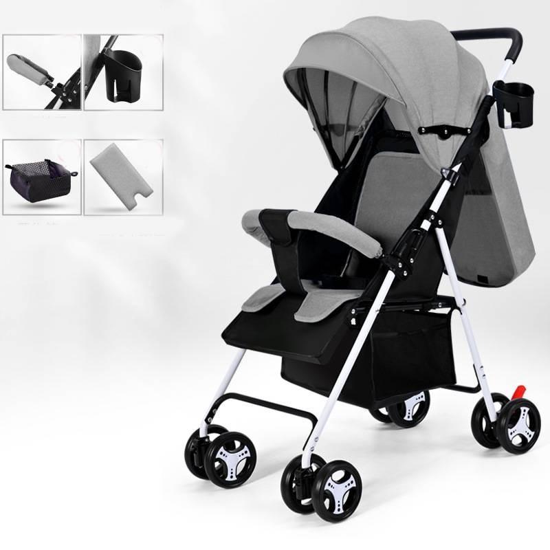 Baby Bærbar Barnevogn Sitte Eller Ligge Sammenleggbar Trille Justerbar Ryggstøtte