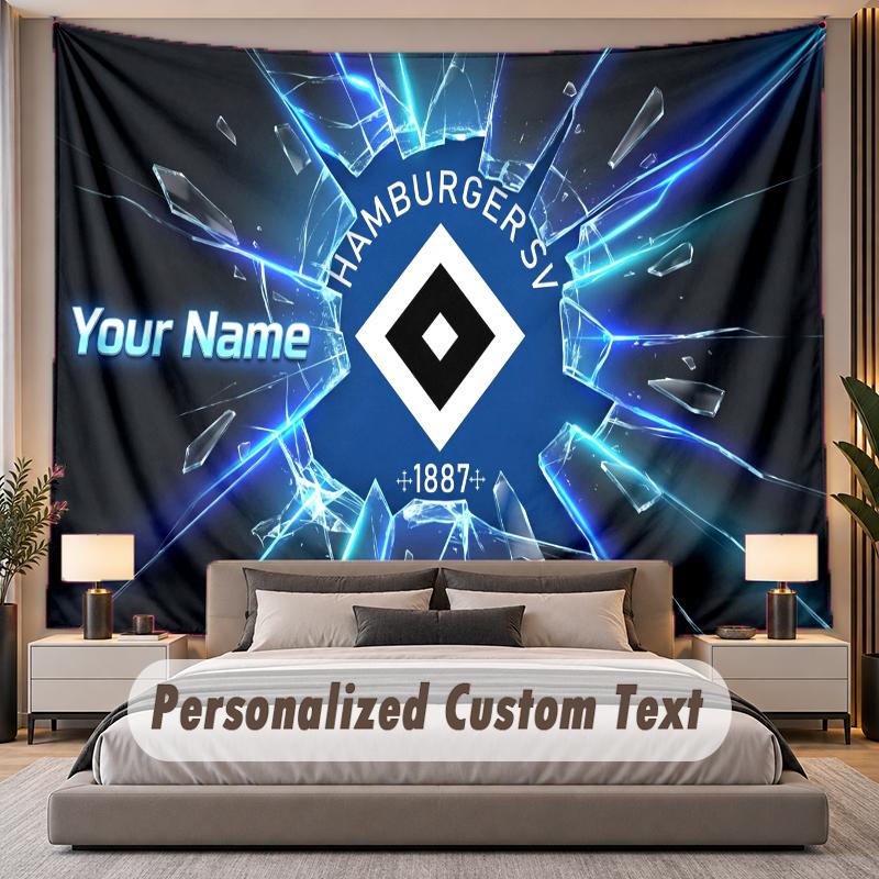 Custom Name Text Tapestry Hamburger SV Personalized Polyester Wall Tapestry For Bedroom And Room
