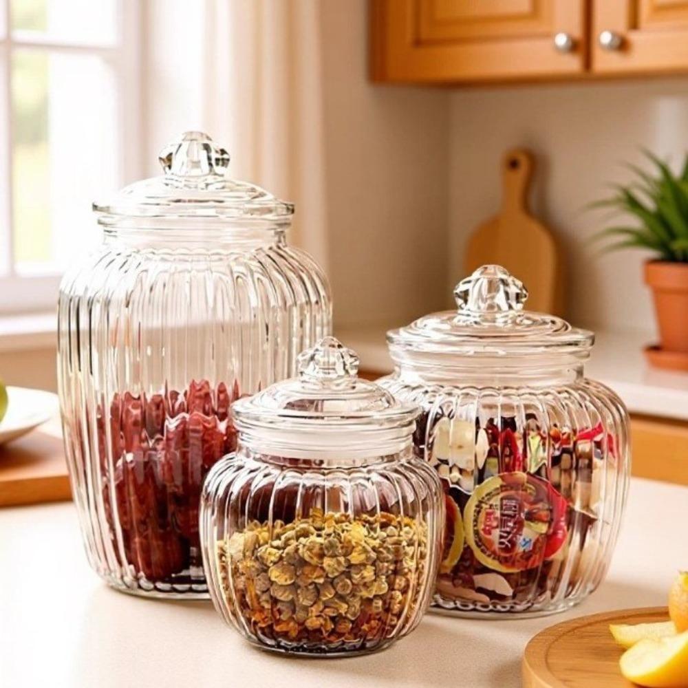 Practical Transparent Glass Pickle Jar Sealed Large Capacity Kimchi Jar Thickened Large Open Mouth Seasoning Container Sugar