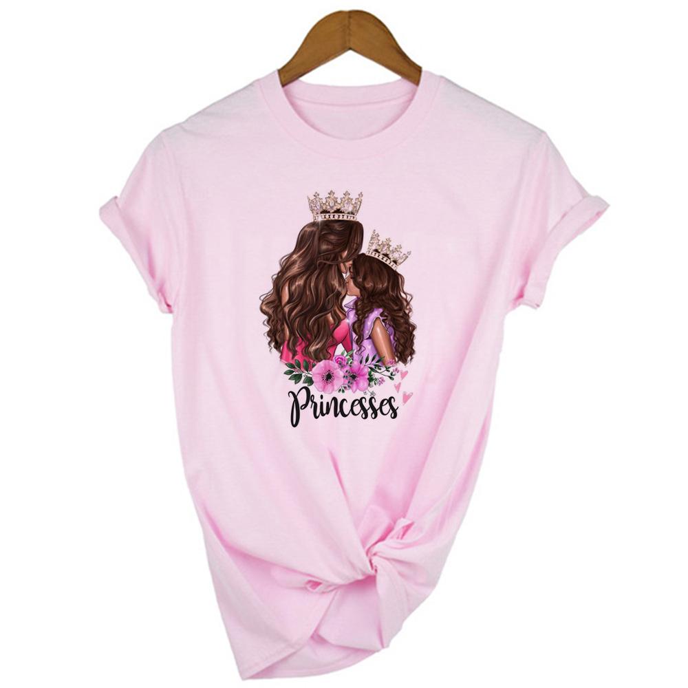 Super Mama Mom Of Girls Mommys Girl T Shirt Women Mothers Love Mom Life White Pink