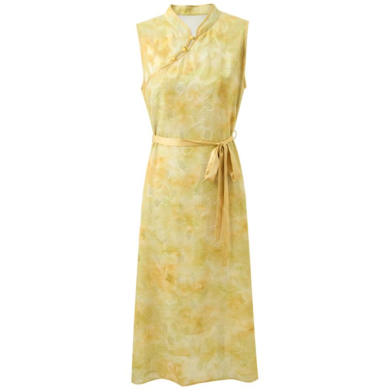 Sancai 2026 Summer New Chinese Style Sleeveless A-Line Dress