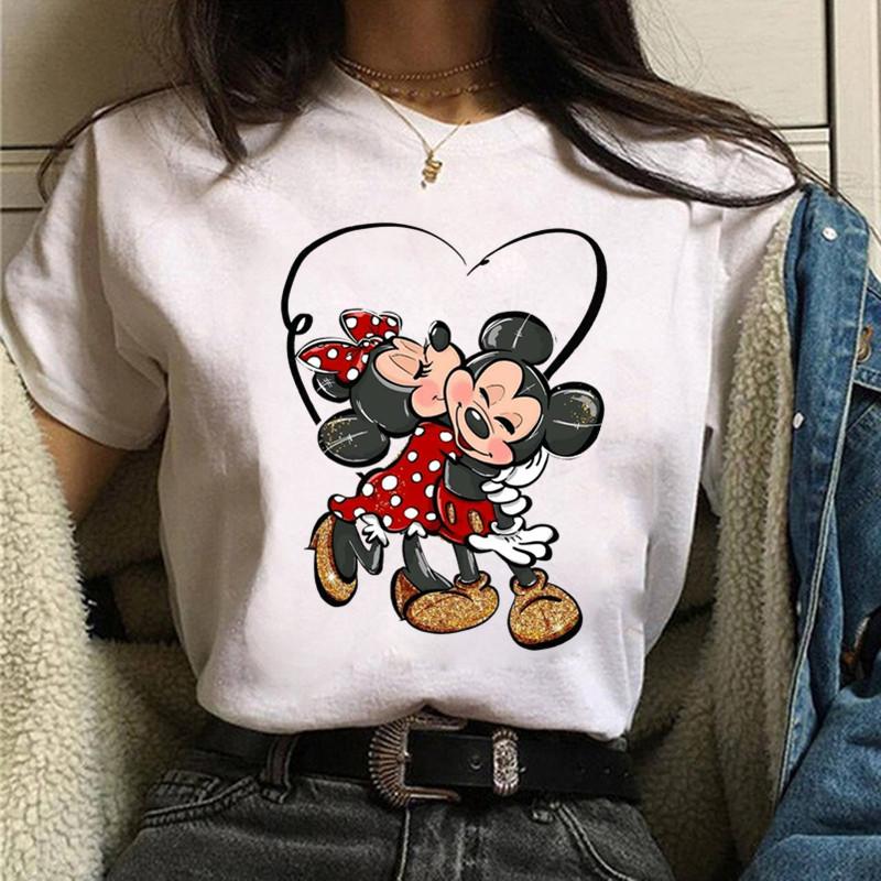 Y2k 90s Fashion T Shirts Gothic Fashion Mickey Tshirt Minnie Mouse Print T-shirt Women T Shirt Female Clothes Kawaii Disney