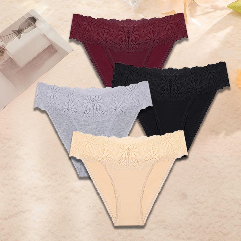 

FINETOO 4 шт./компл. Кружевное сексуальное нижнее белье Женские трусики нового стиля с низкой посадкой Бесшовные женские Т-образные трусики для йоги и фитнеса Интимное белье XL&Set