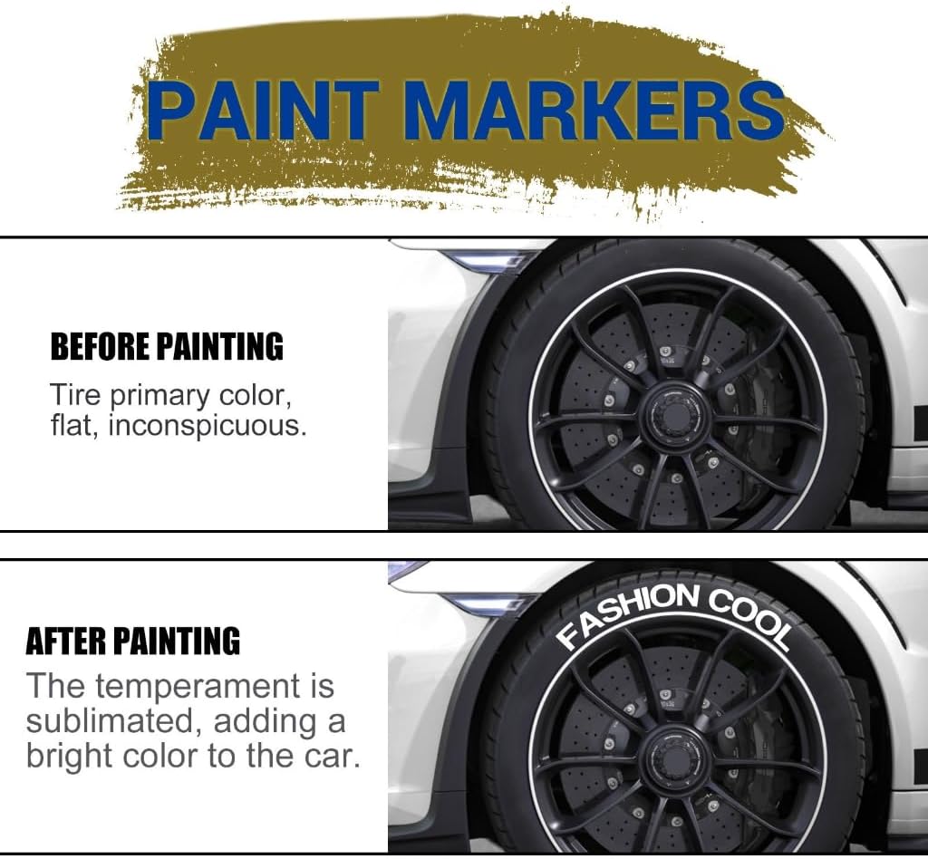 White Waterproof Cars Wheel Tire Oily Mark Pen Auto Rubber Tyre Paint Pen Permanent Marker Graffiti Touch Up Car Accessories