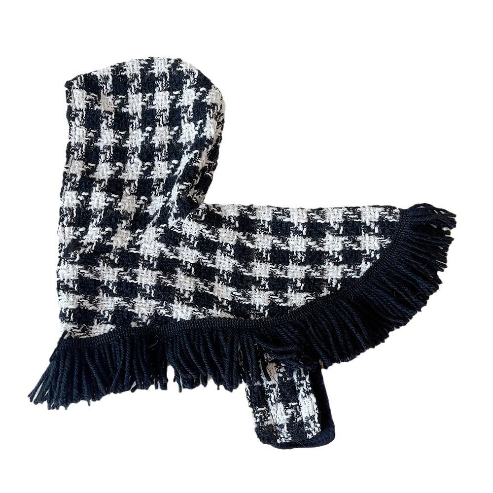 Dog Hooded Cape Plaid Woolen Jacket Dog Clothes Dogs Tassel Cape Pet Supplies Kitten Cape for Small Dogs Jacket Dog Coat (as the picture,S)
