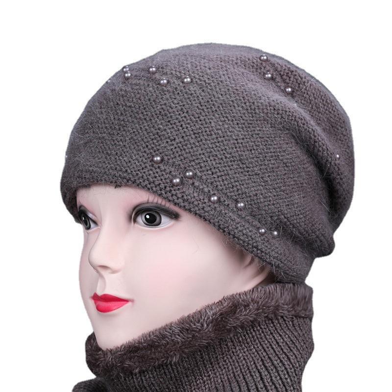 Hatter for middelaldrende og eldre kvinner Høst- og vinterfortykket varm strikket ullhatter Perle Mor Bereter Hodeplagg