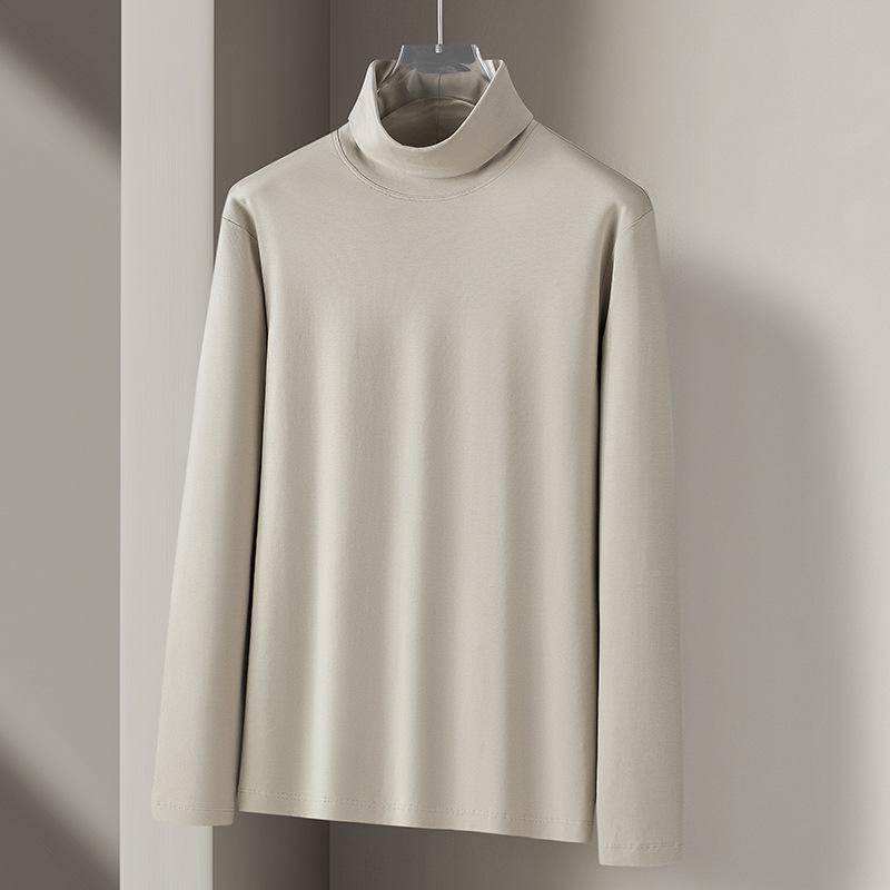 

Men s Liquid Ammonia Mercerized Cotton High Neck Anti-Static Long Sleeve T-Shirt for Autumn/Winter Medium