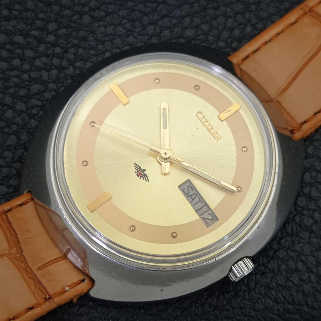 AUTOMATIC VINTAGE CITIZEN 8200 JAPAN MENS GOLDEN COLOR DIAL WATCH a702742-1 R210-a702742