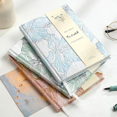 Creative A5 Hardcover Notebook Embossed Lily Gold Cover Hand Account Book Thick Paper Notepad Student Stationery