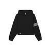 Originals Trefoil Logo Print Stripe Hooded Sweatshirt Women Tops Black HT8847