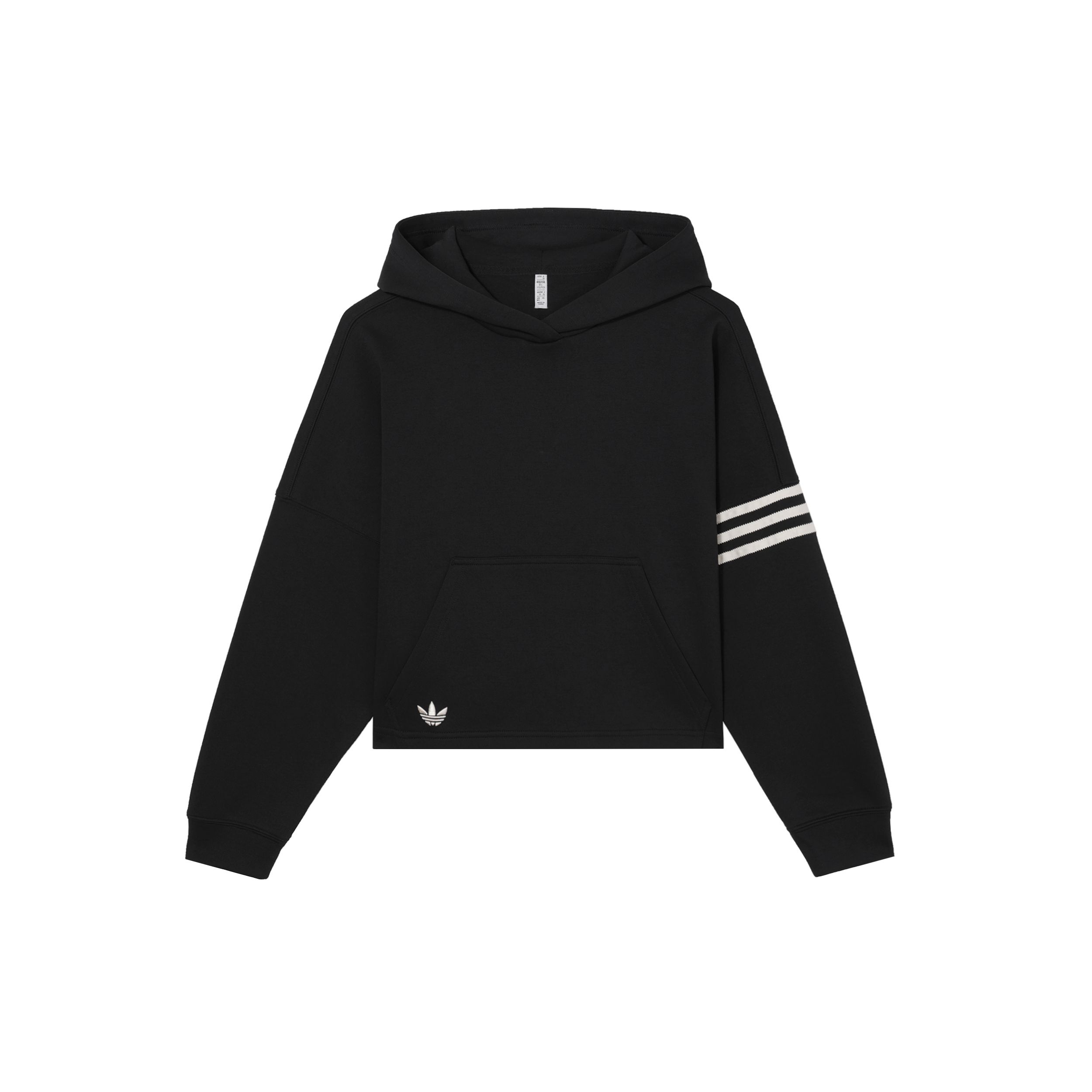 

Adidas Originals Трилистник с логотипом и полосатой толстовкой с капюшоном Женские топы Черный HT8847 XS