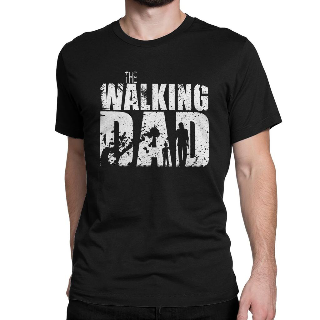 The Walking Dad T Shirt for Men Cotton T-Shirts Round Collar The Walking Dead Father Day Zombie Tee Shirt Tops Plus Size