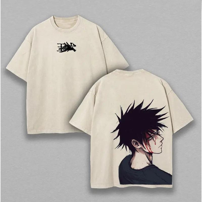 Hot Anime Jujutsu Kaisen Fushiguro Megumi Graphic Tee Men Women Clothing Washed Cotton Tshirt Casual T-shirt Harajuku T Shirt