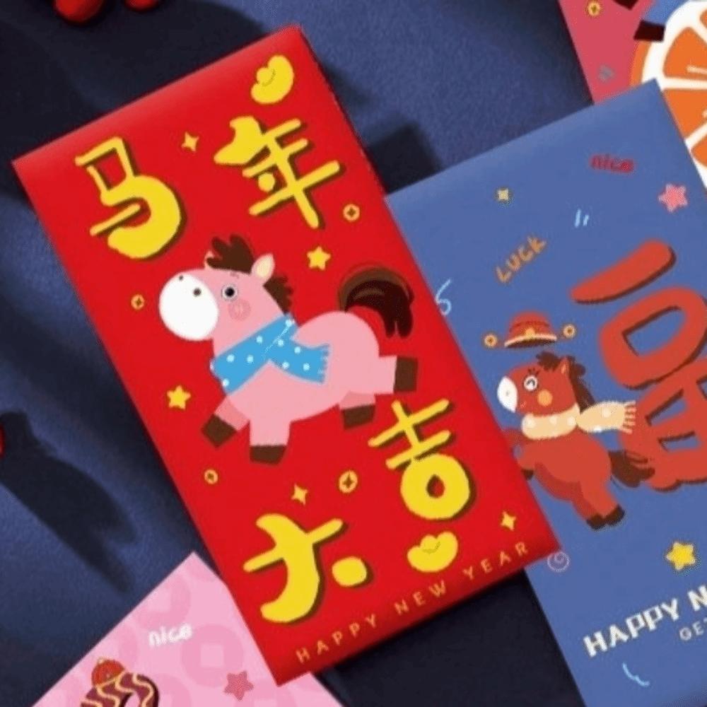 Carton Horse Year Red Envelope Chinese Style Paper Lucky Red Pockets Traditional Spring Festival Envelope New Year Decoration
