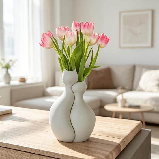 3D-gedruckte Katzenvase, Minimalistische nordische Stil Blumenarrangement Vase, Umarmende Katze Blumenvase, Dekorative Katzenpaar Vase Haus Büro Geschenk