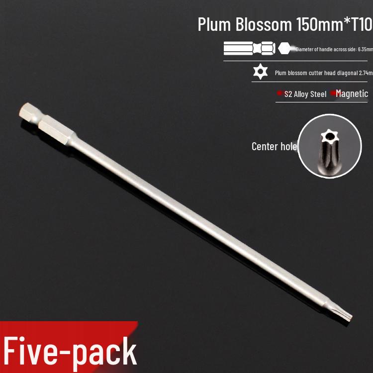 Plum Blossom S2 Magnetic Hex Screwdriver Set - 6.35mm Pneumatic Drill Bit Set