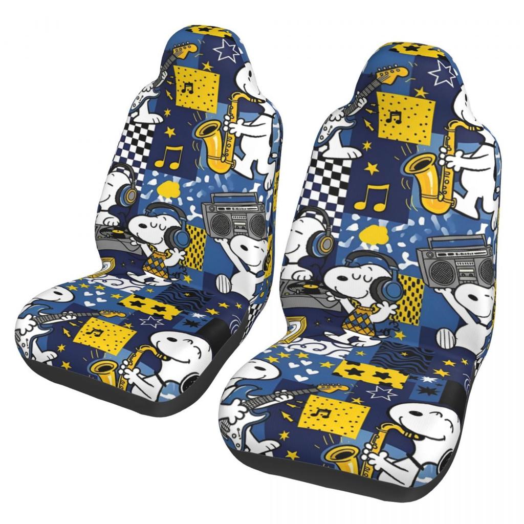 Snoopy's Leuke Honden Autostoelhoezen Voorstoelen 2 Stuks Auto Interieur Bescherming Universele Pasvorm Voor Vrachtwagens Bestelwagens Suv's Sedans