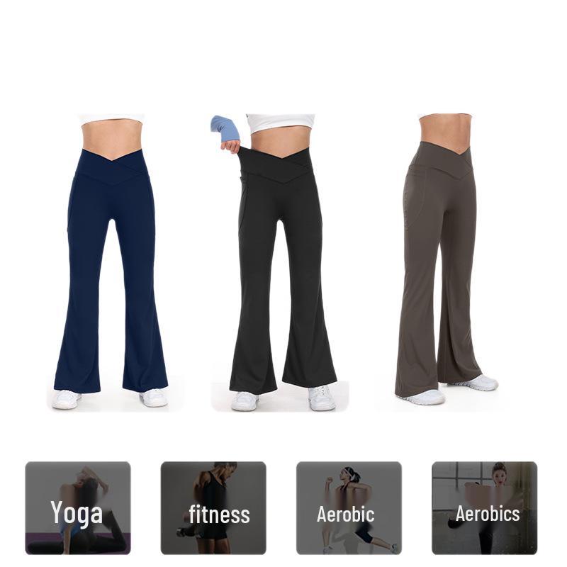 Women's High Elasticity Flare Yoga Pants with Hip Lift and Double Pockets (WA132)