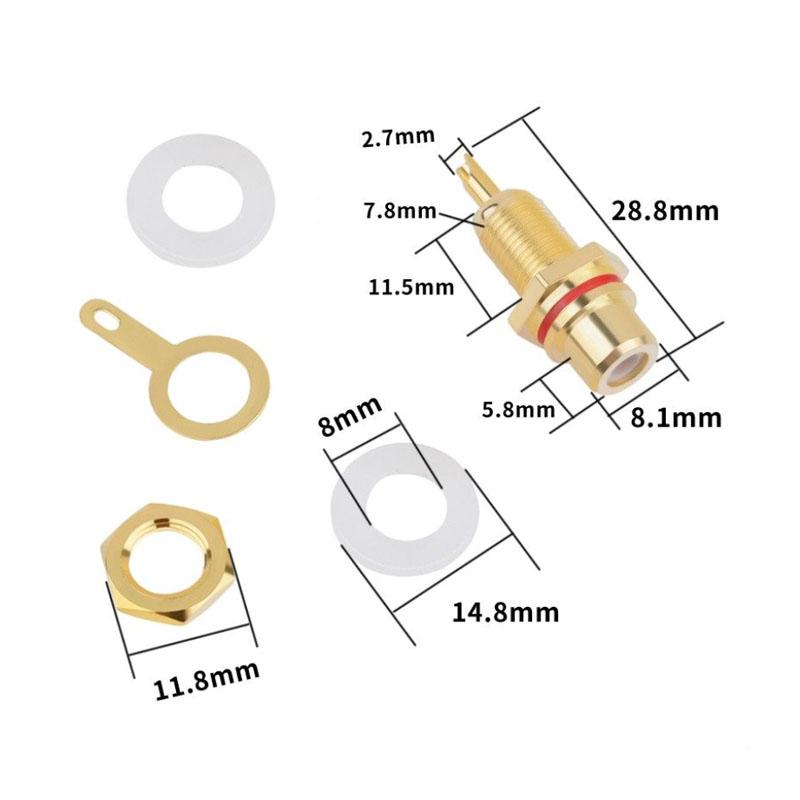 Pure Copper Gold-Plated RCA Plug Socket for Front Speaker Amplifier AV Audio Video Signal DIY Lotus Base Adapter