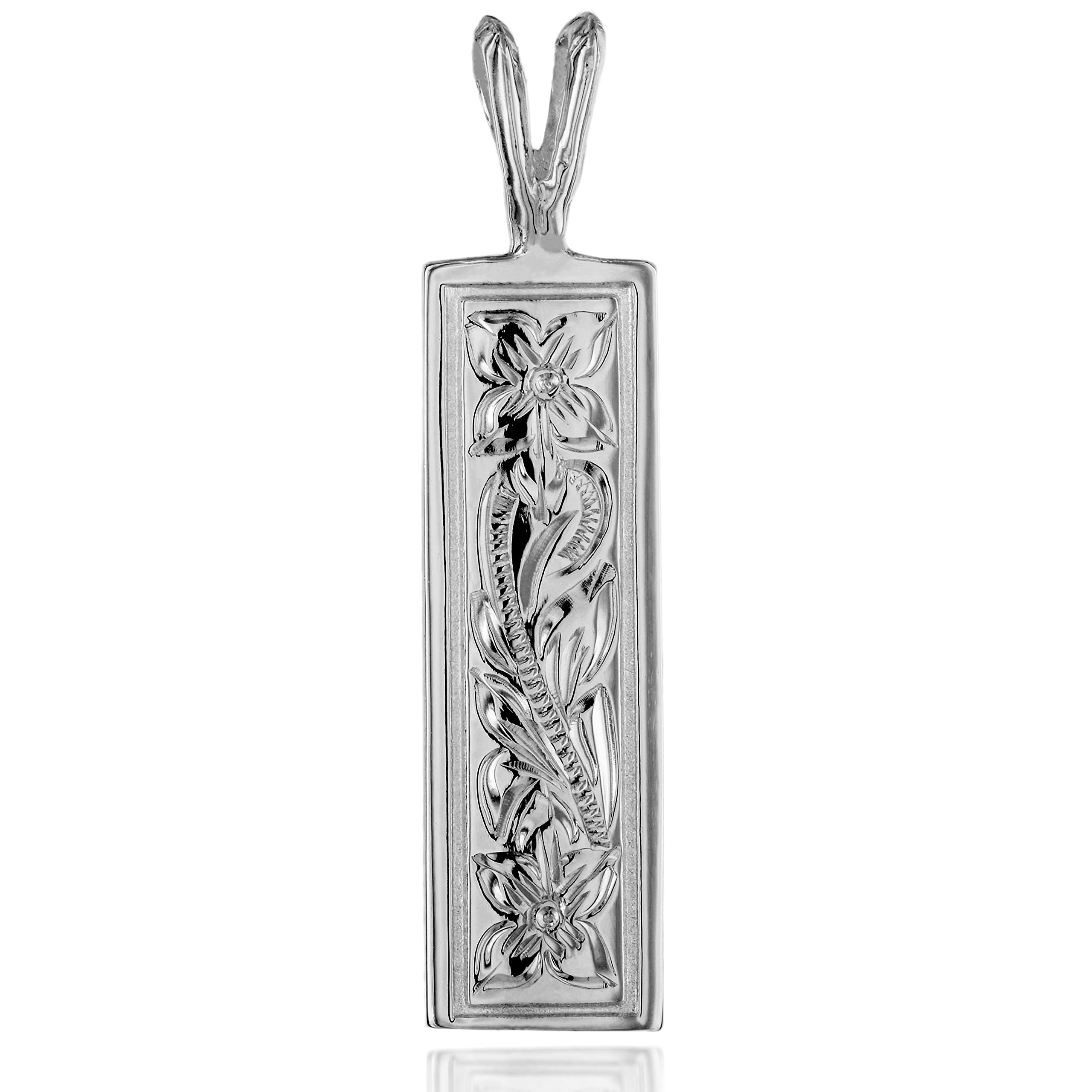 

Hawaiian Jewelry Plate Plumeria Scroll Carved Pendant Necklace Silver 925 [Leilani] & (Wave) (No Chain)