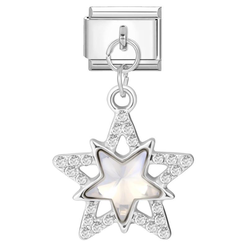 Women Fashion Zircon Star Butterfly Golden Heart Tassel Chain Italian Charms Fit 9mm Stainless Steel Bracelet DIY Jewelry Gift