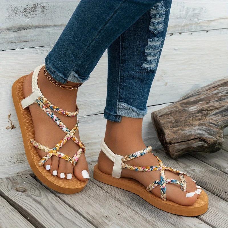 Modische Leichte Große Strand Sandalen für Damen Sommer Neu Runde Spitze Bequeme Fischmaul Freizeit Sandalen