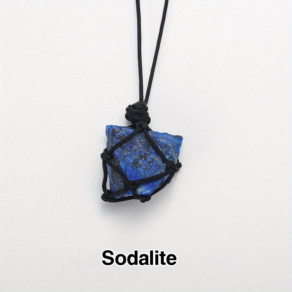 Crystal Jewelry Rough Healing Stones Natural Hand Woven Raw Stone Crystal Pendant Necklace