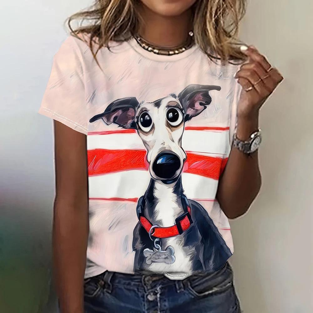 Lässiges Damen-T-Shirt mit lustigem Tiermotiv, kurzärmliges Sommer-T-Shirt, 3D-Digitaldruck KTB