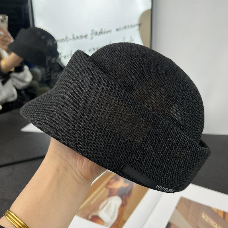 New Solid Color Knitted Cap Cap Women's Summer Outdoor Travel Sunscreen Visor Light Breathable Short Brim Equestrian Hat