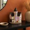 Gothic Home Decor Accents Vintage Light-Up Cottage Halloween Decoration, Ghost Pumpkin Village House LED Lighted Miniature Building Figurine,