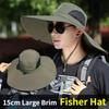 15cm Large Cap Polyester Sun Hat UV Protection Breathable Mesh Cap Foldable Fisher Hat Outdoor Fishing Hiking Beach Caps