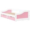 VidaXL Day Bed and 2 Drawers Without Mattress IRUN White Pink 90x200 Cm 3314681
