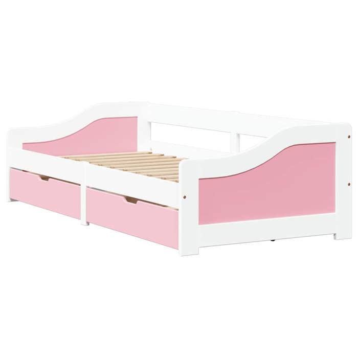 VidaXL Day Bed and 2 Drawers Without Mattress IRUN White Pink 90x200 Cm 3314681