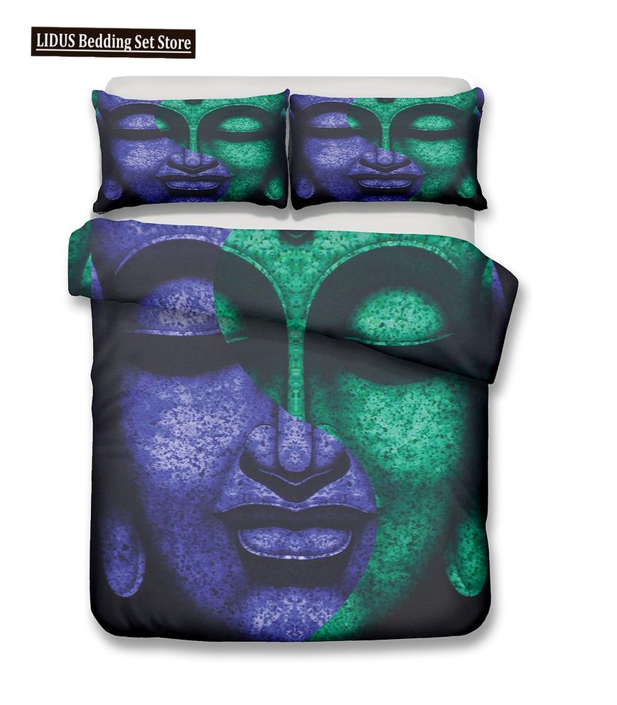 Buddha Duvet Cover Set Religion Mandala Style 3D Print Comforter Cover King Queen Size For Kids Teen Adult Polyester Bedding Set