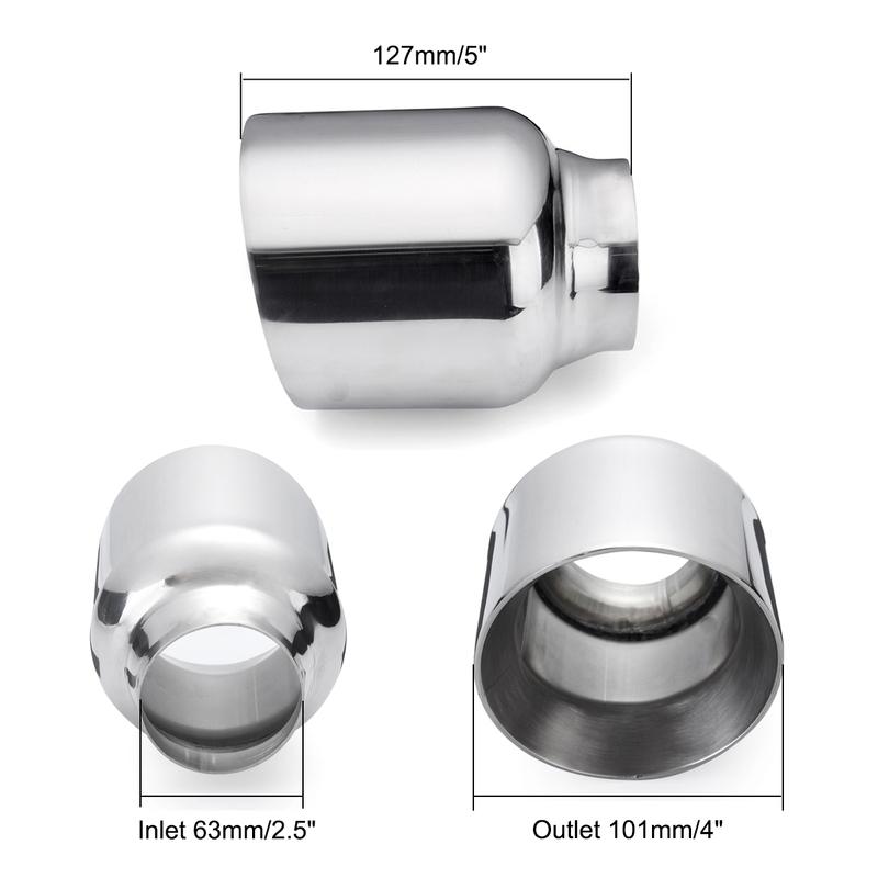 1PCS 63mm-101mm Stainless Steel Exhaust Muffler Pipe Dual Wall Muffler Tips Exhaust Tail Tube Universal