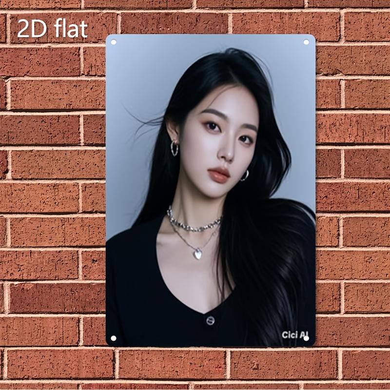 

Retro Tin Poster Wall DecorMetal Wall Art Sign - Elegant Woman Face Profile Iron Poster Minimalist Black & Wh 20x30cm（7.8x11.8inch）