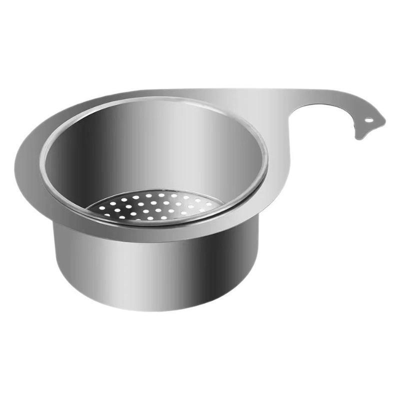 Swan Water Draining Basket - Stainless Steel, Wall-mounted, Suitable for Kitchen Sink Dry and Wet Separation Filter Basket Without Holes To Be Drilled