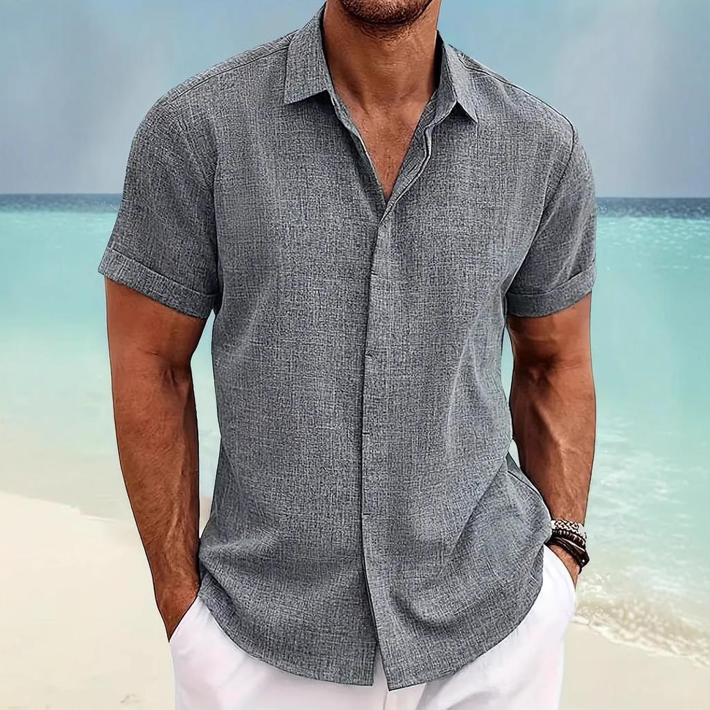 Men's Fashion Casual Summer 3D Print Shirt, Short Sleeve Button-Up Collared Casual Hawaiian Style Shirt