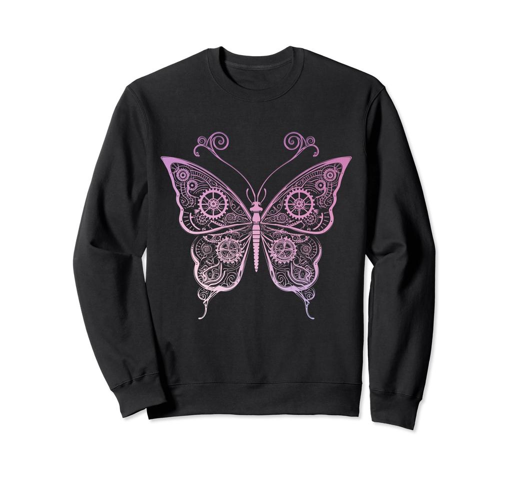 Butterfly Mechanical Steampunk Girl Engineer Vintage Purple Sweatshirt