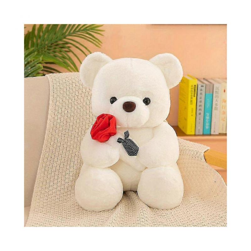 Cute flower rose bear doll childrens doll Valentines Day gift decorative ornaments plush toy rag doll, 25cm