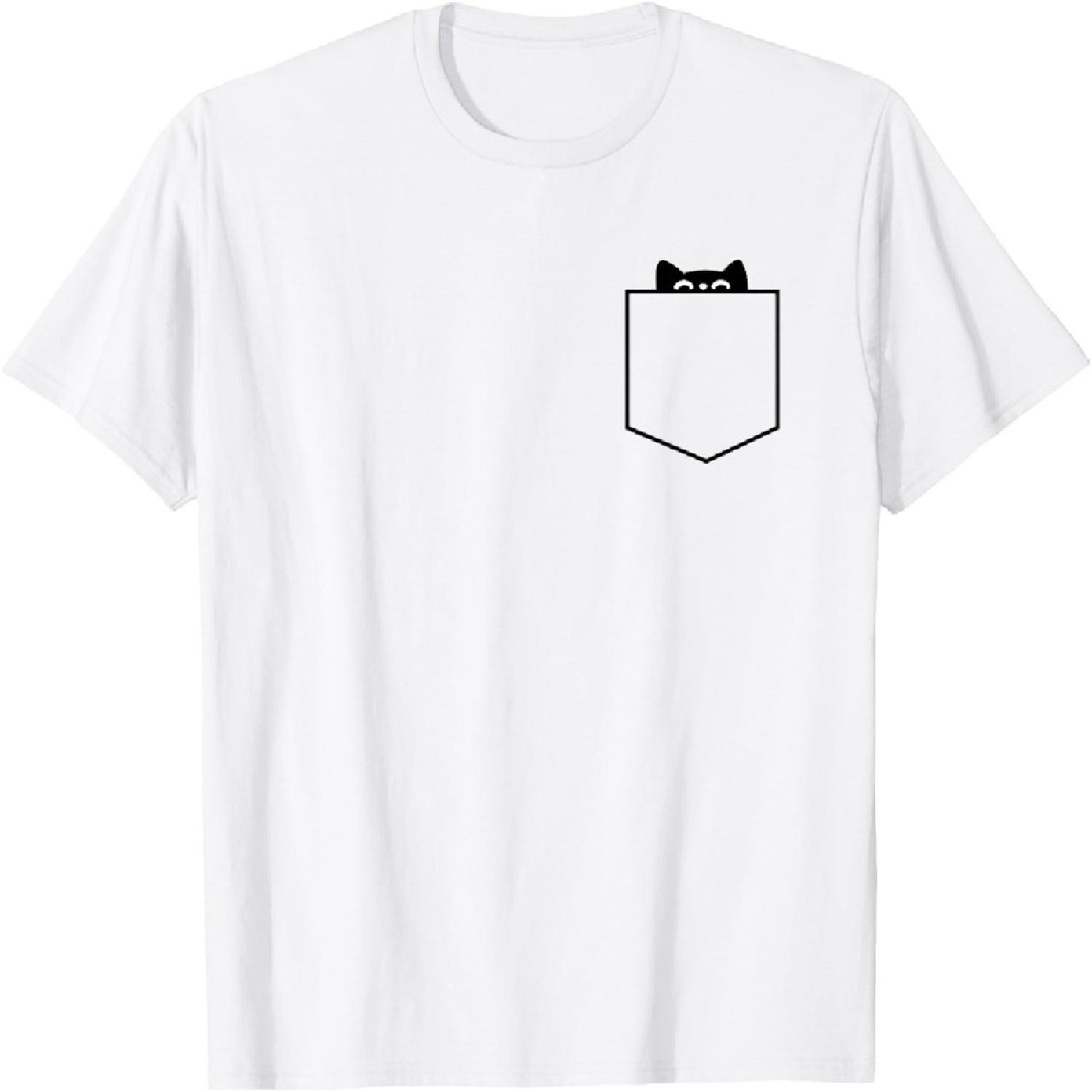 MInimalist Cat In Pocket, Funny Cat In Pocket, Cat T-Shirt XXXXXL белый