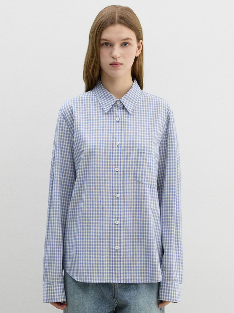 Sistina Cotton Check Pocket Shirt_Awwstp11060_Bl Blue/55