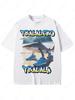 Summer Fun Shark Pattern Printed Tshirt For Unisex And Unisex Fashion Gothic Retro Tshirt Casual Pure Cotton Tshirt