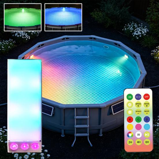 Solar Swimming Pool Light IP68 Waterproof Inground Above Ground Pool LED Lamp Solar Powered Submersible Pool Light with Remote