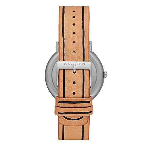 Skagen Men's Signatur Brown and White Leather Watch SKW1109 Gift Set with Replacement Strap and Pen