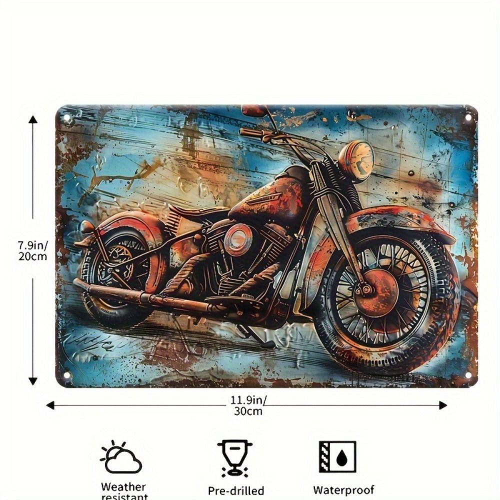 Vintage Motorcycle Metal Tin Sign Retro Biker Garage Wall Decor Industrial Style Art