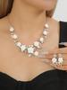 Conjunto de Collar y Pendientes Kaiyi Fashion Fresco de Esmalte con Diamantes y Perlas de Camelia