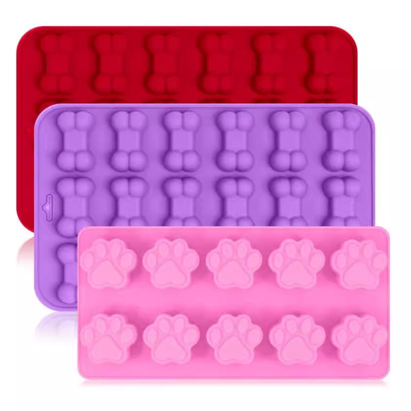10-Piece Cat Paw & 18-Piece Bone Silicone Baking Mold Set for Pet Treats