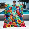 Kleurrijke Papegaai Vlinder Bloemen Jungle Deken Zacht Flanellen Plaid Tropische Vogel Decor Exotisch Natuur Thema Beddengoed